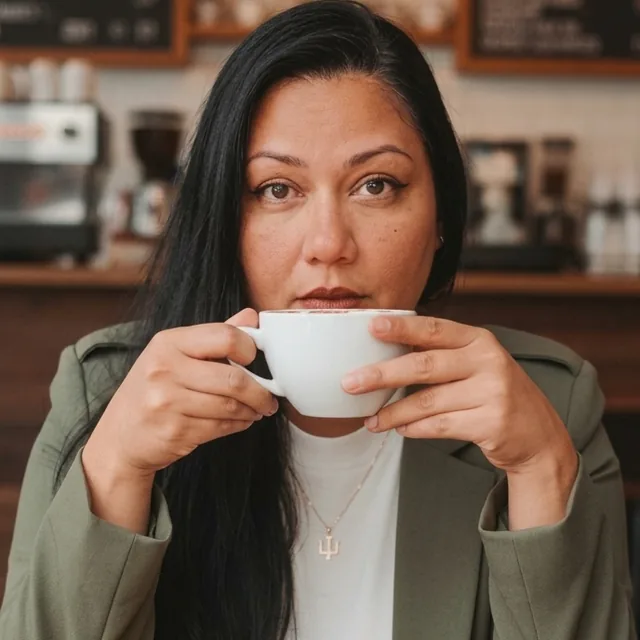 Claudia Cesar, psicóloga clínica, em um café